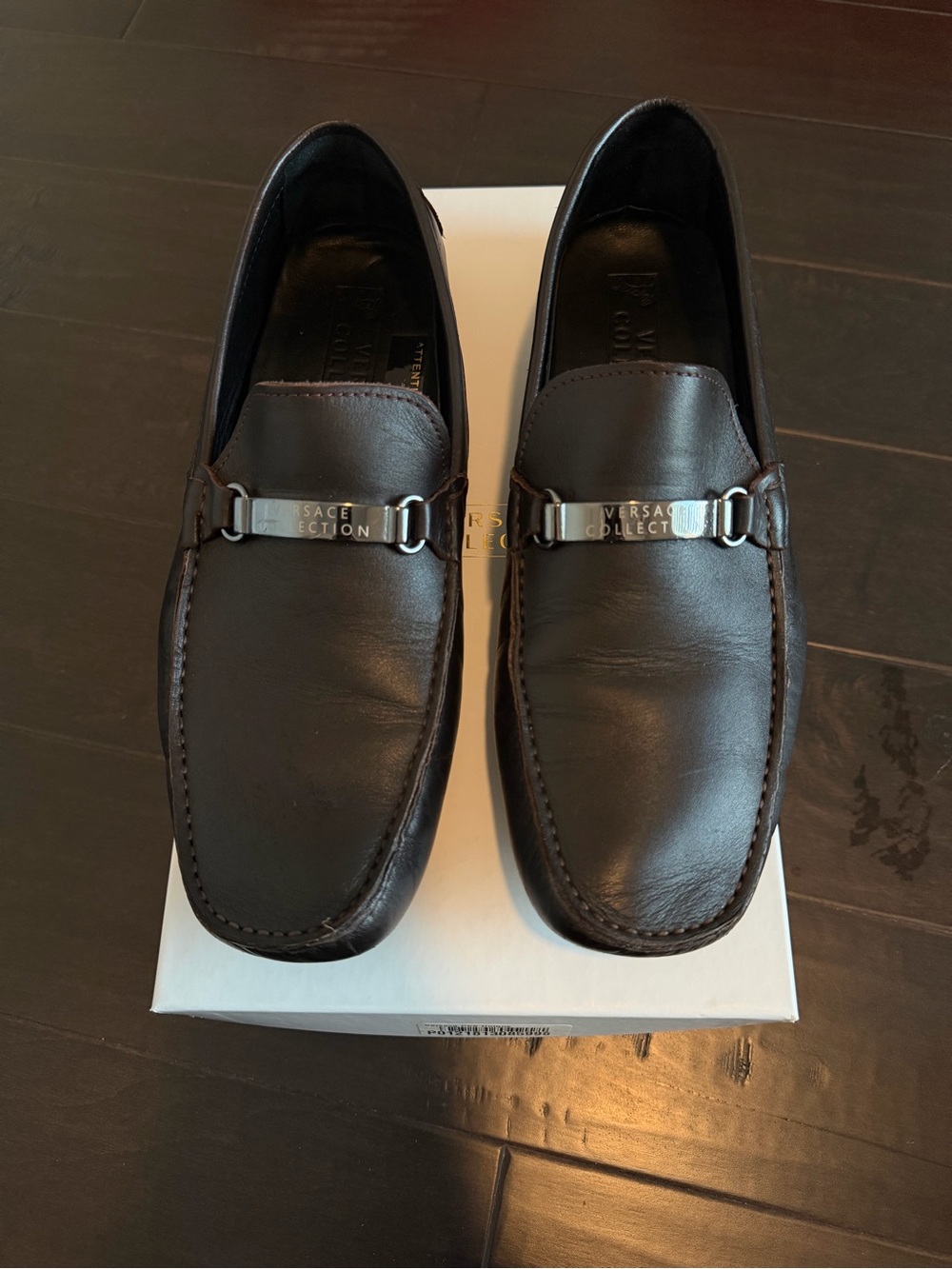 Versace Collection Men’s Dark Brown Leather Bit Loafers